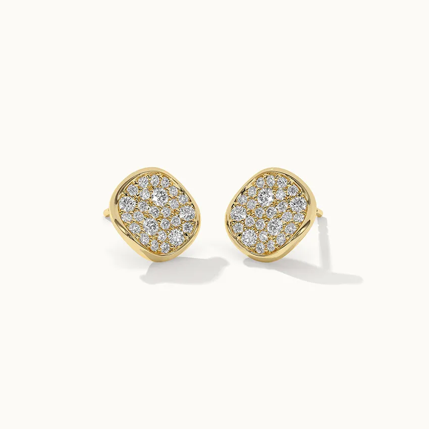 Wave Cluster Diamond Earrings