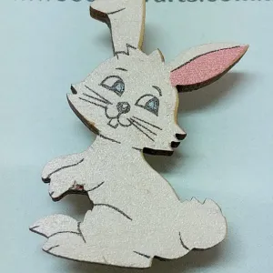 WOODEN BUNNY BROOCH