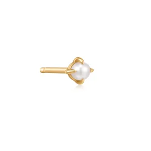 Yellow Gold Pearl Single Stud